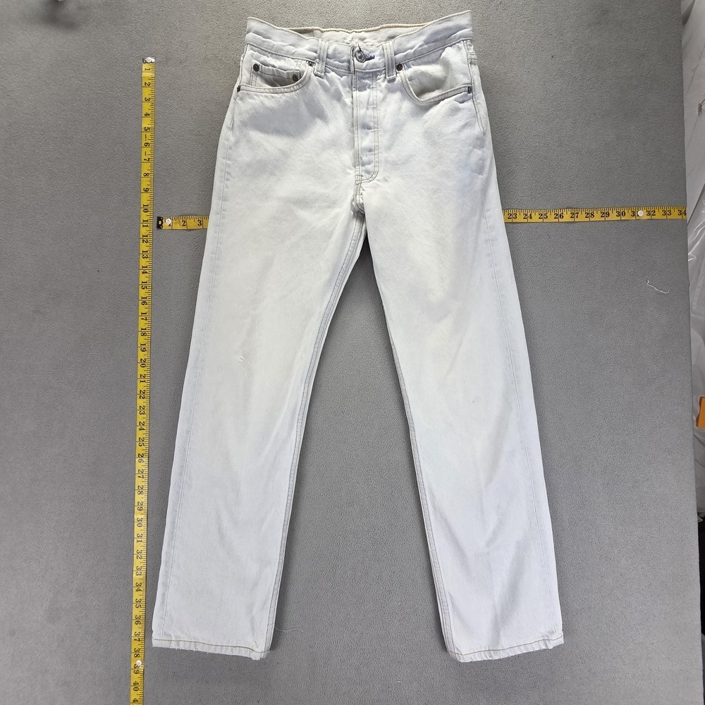 Vintage Levis 501 Jeans Mens White Button Fly Made in USA 90s Fits 27x29